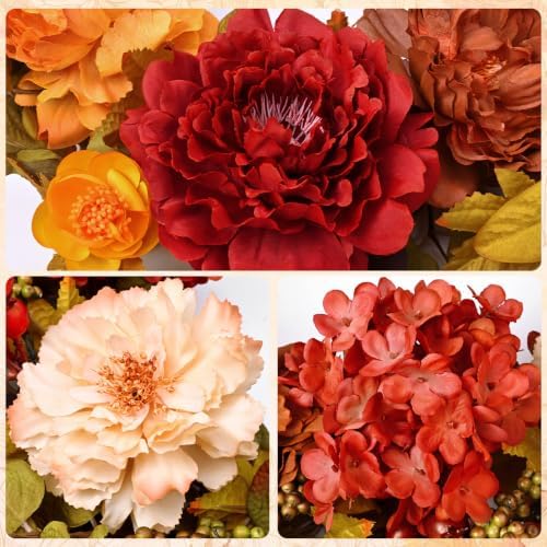 2 Pcs Fall Wreaths for Front Door, 24 Inch Fall Door Wreath with Hydrangea - Image 5