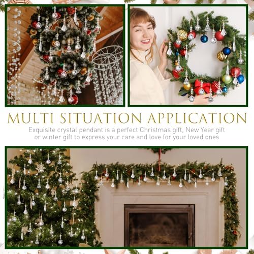 Landical 24 Pcs Crystal Christmas Ornaments Hanging,Clear - Image 4