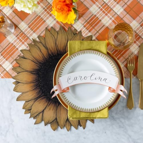 Orange Plaid Paper Table Runner - Halloween Thanksgiving Holiday Pattern for Parties or Weddings - Disposable Table Runner American Made - Image 3