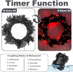9 FT 72 LED Willow Vine Twig Decor Black Halloween Garland with Orange Lights, 8 Modes & Timer Waterproof Battery Operated for Home Fireplace Mantle Wall Office Indoor Halloween Decorations Party - Image 4