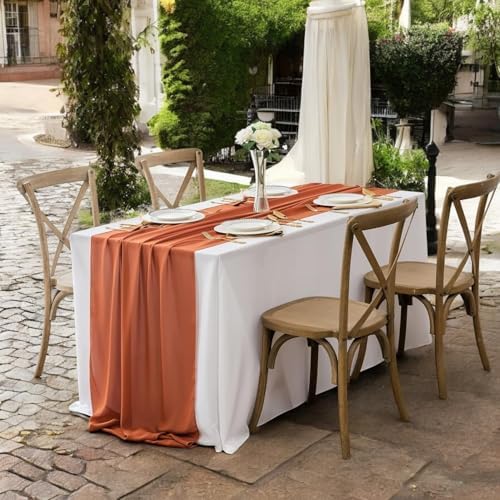 MDS Pack of 15 | Brunt Orange |14ft Chiffon Table Runner 29x170 Inches Long Romantic Rustic Sheer Gauze Runner for Wedding Bridal Shower Birthday Banquets Engagement Spring Easter Boho Decorations - Image 6