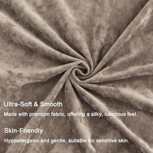 Greek Velvet Euro Sham Covers Set of 2 26x26 Luxury Soft Solid Pillow Covers for Living Room Bedroom Yard,Brown - Image 2