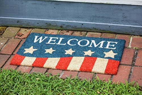 Evergreen Coir Welcome Patriotic Stripes Entrance Doormat | Indoor and Outdoor | 28-inches x 16-inches | Non-Slip Backing | All-Season | Natural Heavy-Duty Low Profile | Home Décor - Image 5