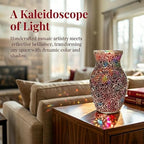 8" Deep Red Rainbow Mosaic Vase, Hand-Pasted Colorful Glass Flower Vase, Vibrant Crackle Art Centerpiece for Modern Home, Office & Creative Decor - Image 5