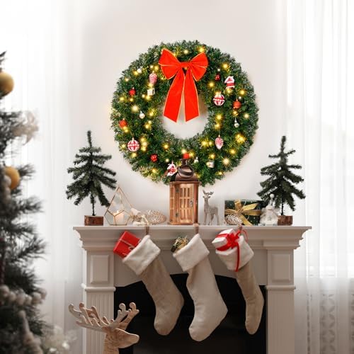 VINGLI 30 Inch Christmas Wreath Prelit Front Door Battery LED Decor - Image 6