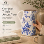 Blue and White Pitcher Vases for Flower,Chinoiserie Ceramic Vase Home Decor - Image 2