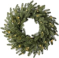 Balsam Hill BH Balsam Fir Christmas Wreath - Premium True Needle Front Door Wreath with LED Clear Lights Available in 26" and 48" Sizes for Indoor and Outdoor Holiday Decorating, 26" by BalsamHill