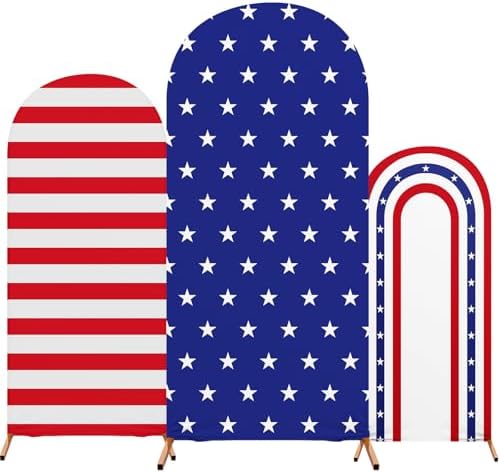 3 Pcs Patriotic Arch Cover Spandex Fitted 4ft 5ft 6ft,Stripe by RimCereal