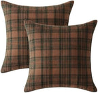 MIULEE Fall Plaid Pillow Covers Scottish Tartan 24x24 Terracotta Brown - Image 6