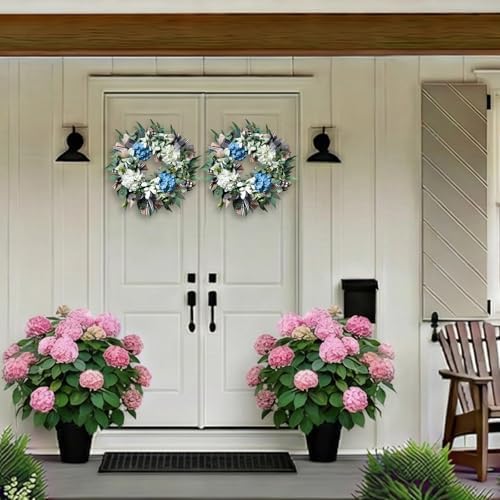 20-22" Hydrangea Wreath for Front Door Year Round, - Image 4
