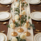 10 Sets Candle Holder Brass Gold Candlestick Holders -Vintage Modern Metal Taper Candle Holders, Decorative Centerpiece for Table Mantel, Wedding Kitchen Home Decor, Wedding Gift,30Pcs - Image 2