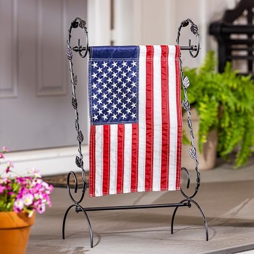 Evergreen Scroll American Garden Flag Stand Leaves Vine | Premium Metal Iron Flag Holder Stand | Fits 12x18 Garden Flags for Outside Deck Patio | Weatherproof Outdoor - Image 5
