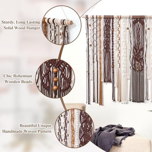 MEIVINES Macrame Wall Hanging Large Boho Tapestry Macrame Wall Art Decor - Image 7