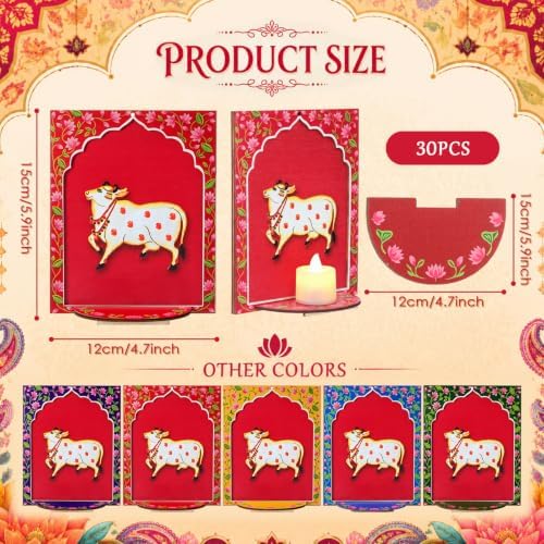 DoubleFill 30pcs Diwali Wooden Candle Holders for Wall Decor, Cow - Image 2