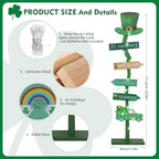 43.8" Lighted Wooden St. Patrick's Day Porch Sign Leprechaun Hat Shamrock Irish Train Standing Signs With Base For Indoor Outdoor Yard Decor - Image 4
