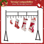 LAND·VOI Christmas Stocking Holder for Floor with 12 Hooks, Free Standing Metal Stocking Hanger, Stable Base & Adjustable Feet, Black - Image 2