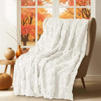 Tegeme Fall Halloween Pumpkin Throw Blanket 50" x 60", 3D Pumpkin Pattern Faux Rabbit Fur Fleece Blanket, Soft Cozy Rust Autumn Throw for Couch Sofa Bed, Thanksgiving Gift for Women Mom(Beige) by Tegeme