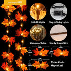 66ft Maple Leaves 200LED String Lights Fall Decor for Home Lighted Fall Garland Decorations Thanksgiving Halloween Decor Full String Lights for Indoor Room Autumn Harvest - Image 2