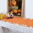 Simhomsen Embroidered Pumpkins Orange Table Runner for Fall, Autumn and Thanksgiving (14 x 108 inches) - Image 6
