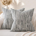 Boho Striped Decorative Throw Pillow Covers 26"X26" Set of 2,Gray White by amoment