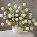 6Pcs 27"Artificial Pompon Mum Stems Silk Flowers for Vase Decor(Cream) by Juxdp