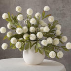 6Pcs 27"Artificial Pompon Mum Stems Silk Flowers for Vase Decor(Cream) by Juxdp