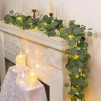 N&T NIETING 4 Pack Artificial Eucalyptus Garland with Lights, 6FT Artificial Greenery Summer Garlands, Battery Operated Twig Vine for Room Stairs Mantle Wedding Holiday Decoration Indoor Outdoor - Image 4