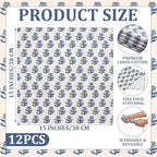 Mindsoft Set of 12 Floral Cloth Napkins Blue Linen Cloth Napkins - Image 2