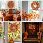 26 Inch Thanksgiving Fall Wreath, Autumn Wreaths for Front Door Fall with Maple Leaves,Oak Leaves,Flowers,and Berries, for Outside Indoor Wall Window Festival Halloween Decor Fall Wreaths - Image 6