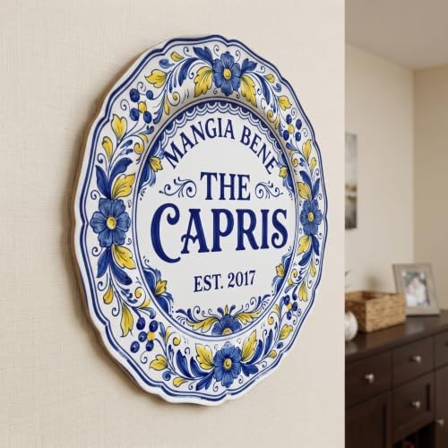 Personalized Family Name Sign, Custom Faux Ceramic Plate Wall Decor, "La Famiglia" Italian Tuscan Plaque, Flat MDF Board with Realistic 3D Print (Not Real Pottery), Mediterranean Kitchen Art - Image 3
