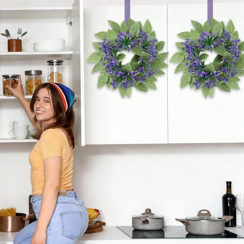 8 Pack Lavender Candle Ring Wreaths, Mini Wreath for Pillar Candle - Image 6