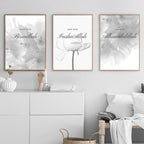 Set of 3 Islamic Floral Calligraphy Black White Canvas Painting Print Flower Wall Art Muslim Poster Decorative Pictures Living Room Decor No frame - Image 2