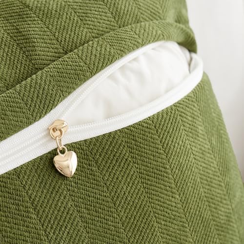 MIULEE Pack of 2 Moss Green Euro Shams Chenille Pillow Covers 26x26 Inch - Image 3