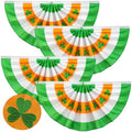 4Pack St Patrick's Day Bunting Flags 2x4 Ft Irish Pleated Half Fan Flags with Embroidered Shamrock Ireland Patriotic Bunting Banner with Grommet for Indoor Outdoor Garden Decorations by LinaGarten