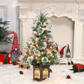 3ft Prelit Snow Flocked Christmas Tree with Light Up Gingerman Box Base by GaoMon