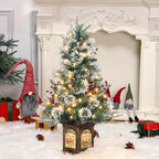 3ft Prelit Snow Flocked Christmas Tree with Light Up Gingerman Box Base by GaoMon