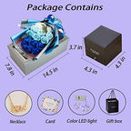 EIGHTOWN Roses Bouquet Artificial Flower - Preserved Blue Rose Flowers with Love Necklace for Her - Unique Gifts Valentine's Day, Mother's Day, Thanksgiving, Birthday, Anniversary - Image 7