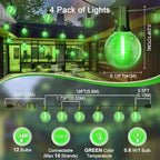 LAMPHOME 4Pack Green St. Patrick's Day LED Outdoor String Lights, 26Ft Patio Lights with 12+1 Edison Shatterproof Bulbs(1 Spare), Irish Theme Connectable Lights for Backyard Porch Party Outside Decor - Image 4