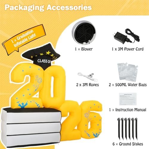 Lewondr 5.7FT Graduation Inflatable Outdoor Decoration 2026 Marquee Numbers - Image 5
