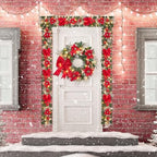 Garvee 6 Feet Christmas Garland with Lights & Red Poinsettias for Mantle - Image 6