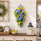 Lemon Teardrop Swag for Front Door, Blue Yellow Summer Door Decorations - Image 4