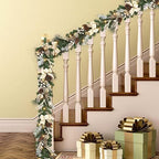 Garvee 6 Feet Christmas Garland with Lights for Mantle, Battery Operated Outdoor Christmas Garlands with Antlers Gold Balls, Prelit Garland Decorations for Fireplace Stair Railing TV Stand - Image 7