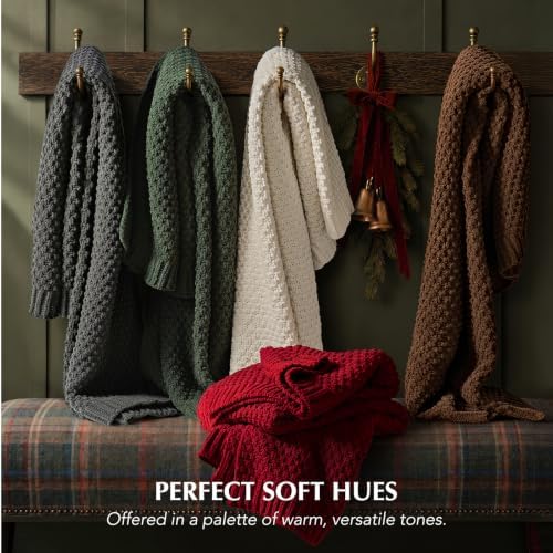 EVERGRACEHOME Chunky Chenille Knit Throw Blanket, 60 x 80, Classic Red - Image 7