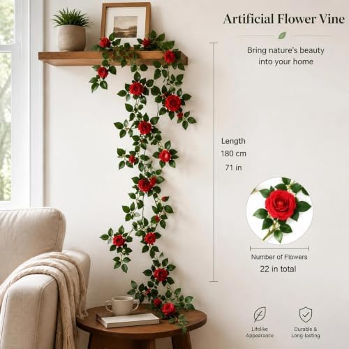 71in Artificial Rose Vine Silk Flower Garland Wedding Decor(Light Pink) - Image 2