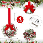 Hoteam 4 Pcs 9 Inch Mini Christmas Wreaths for Cabinets - Image 2