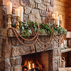 ZenNex 65.6Ft Christmas Wooden Bead Garland 2 Pcs Long Bead String,Deepgold - Image 7