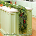 6 Ft Christmas Cedar Garland, Real Touch Pine Garlands, Artificial Realistic Faux Greenery Garland for Xmas Home Fireplace Wall Indoor Outdoor Christmas Decorations (Eriksson Cypress, 6 FT) - Image 2