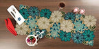 lightnpro Chrtistmas Beaded Table Runner, Christmas Table Runner, Rustic Farmhouse Hand Beaded Runner to Decorate Xmas Wedding Family Party Thanksgiving Dinner Table Décor - 13x36 Inch - Teal Combo - Image 3