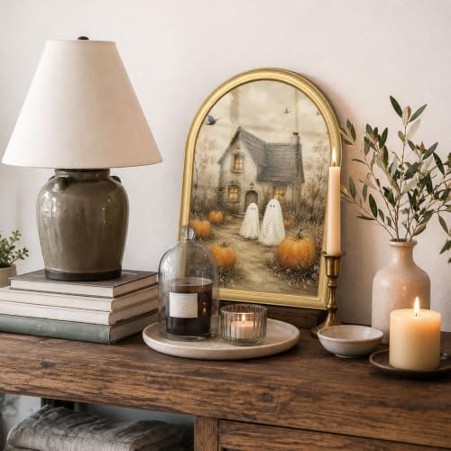 Wheatwin Halloween Wall Art, Vintage Arched Gold Framed Wall Art Ghosts - Image 6