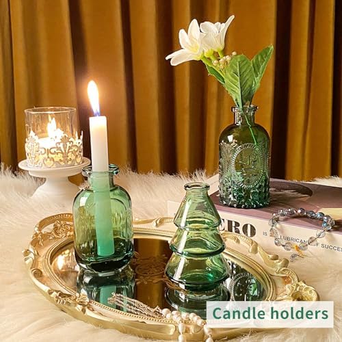 Glass Bud Vases in Bulk Set of 30 Pcs,Small Glass Vases for Flowers as Wedding Centerpieces for Tables,Clear Flower Vases Suitble for Wedding Decorations,Home Decor (Dark Green, 30 pcs) - Image 2